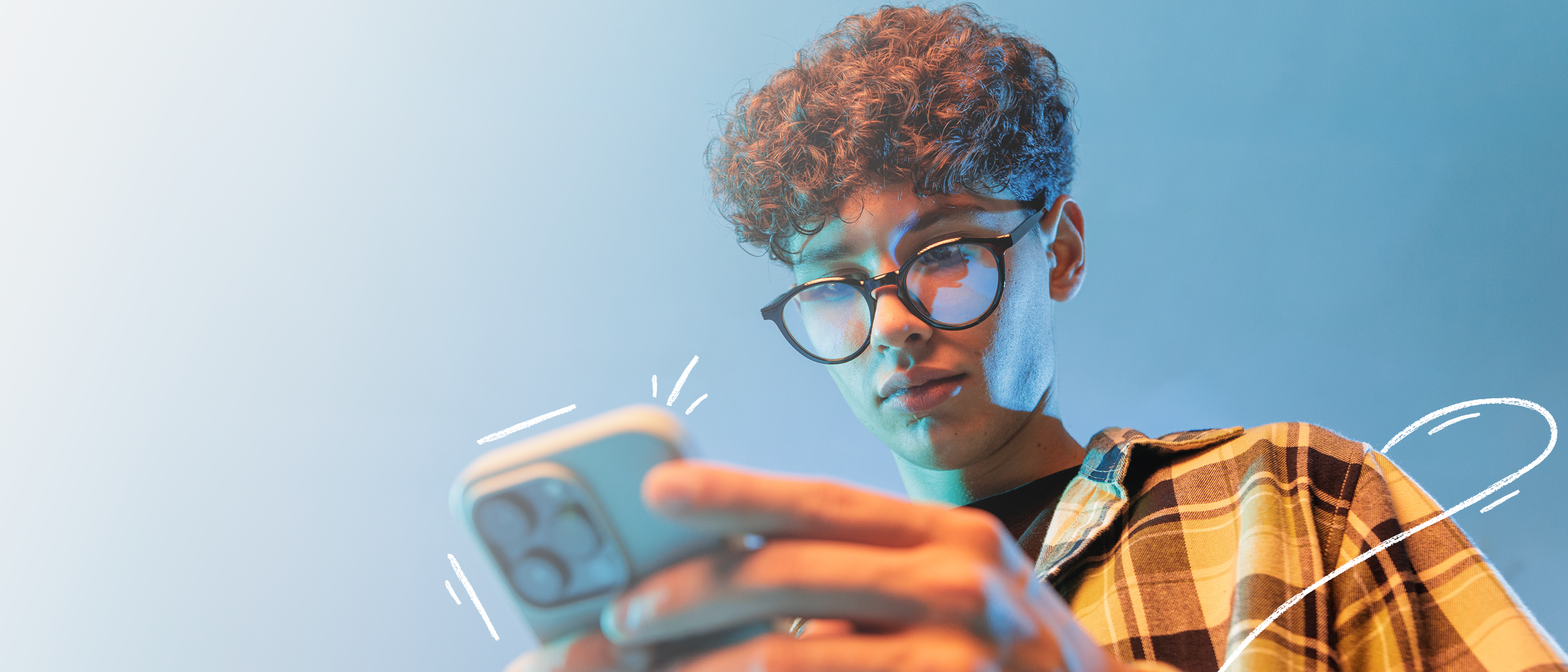 Teenager looking at phone