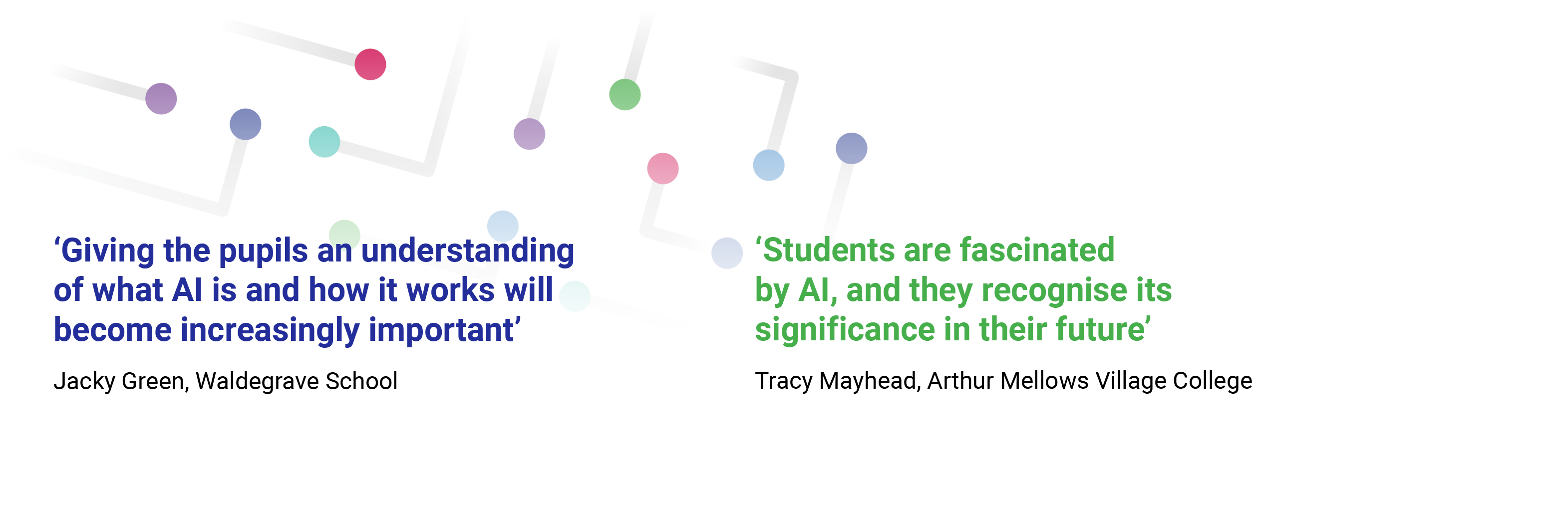 Testimonials from schools on Experience AI