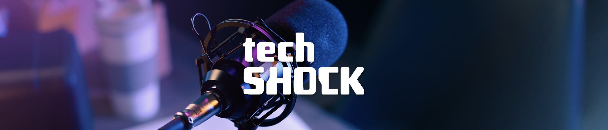 Photo of microphone and the Tech Shock logo
