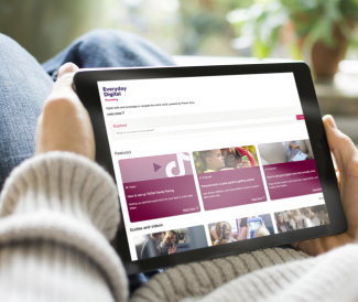 Person viewing the parenting content feed