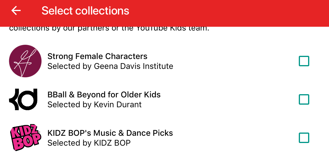 YouTube Kids_select collections